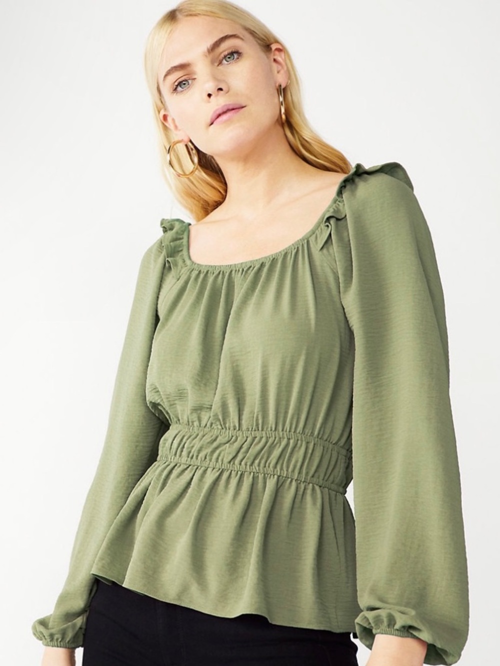 Nine West Squareneck Peplum Blouse Size XL